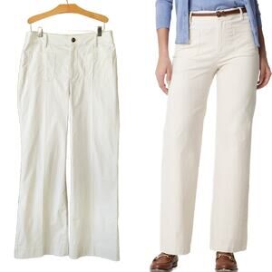 J CREW Lizzie High-rise Patch-pocket Wide-leg Pant Size 29 Natural Ivory